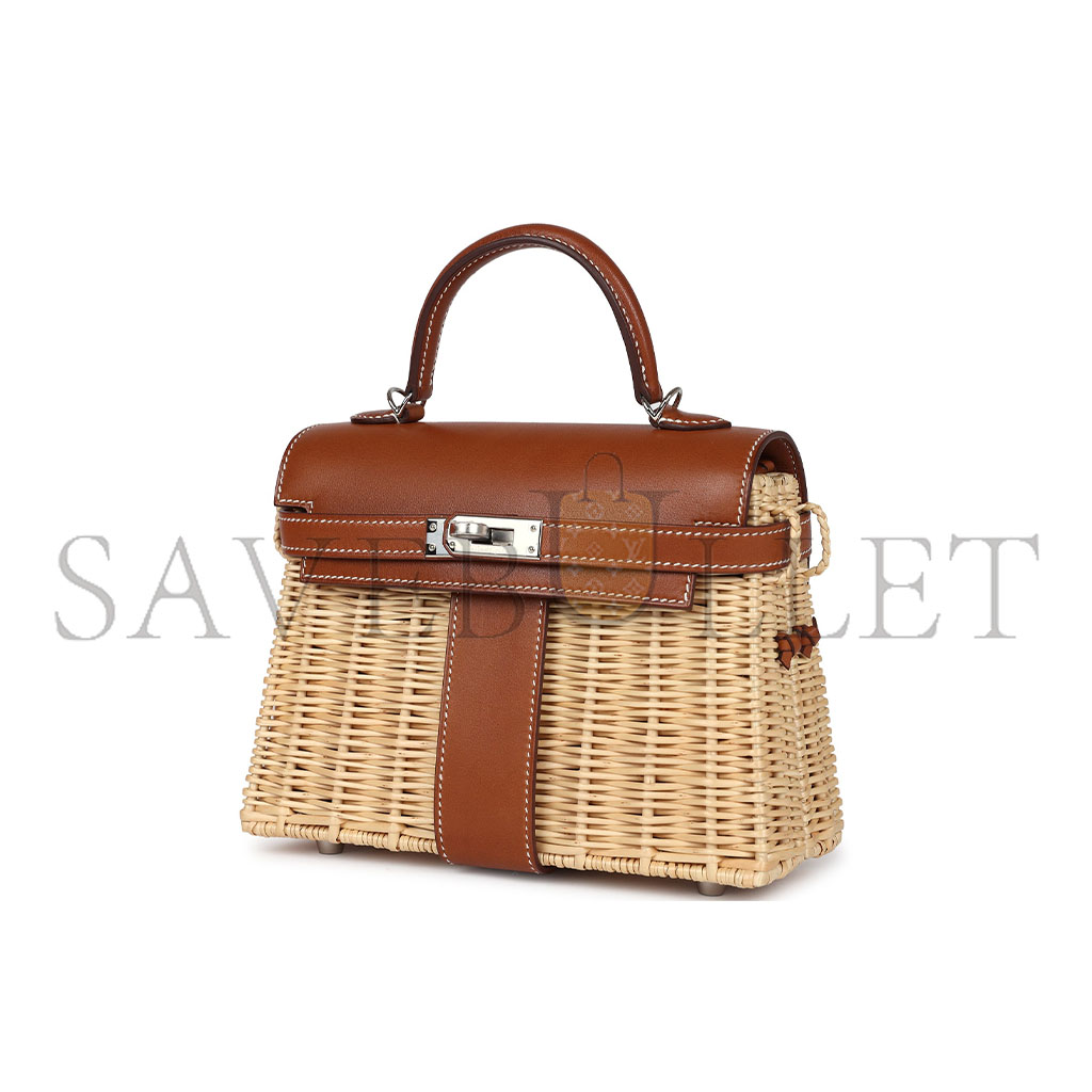 HERMÈS MASTER MINI PICNIC KELLY 20 FAUVE BARENIA PALLADIUM HARDWARE (20*14*8cm)